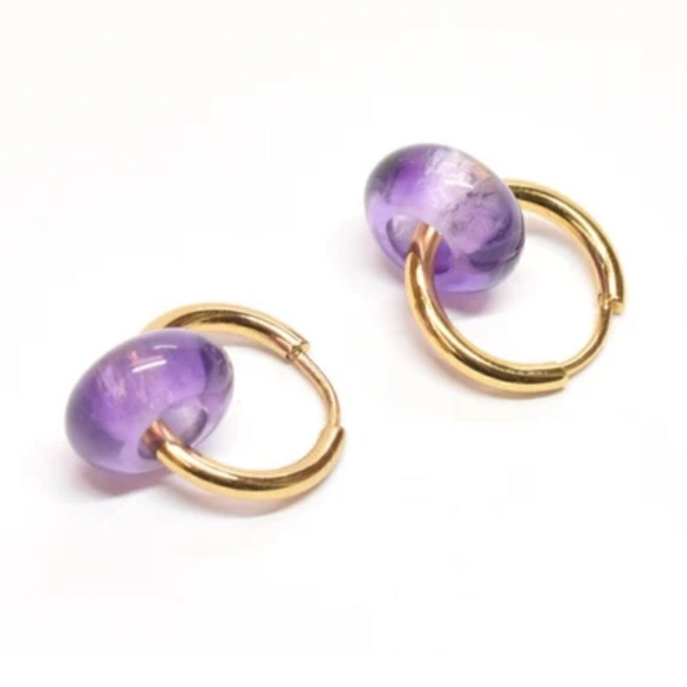 Vintage style purple hoop earrings A575